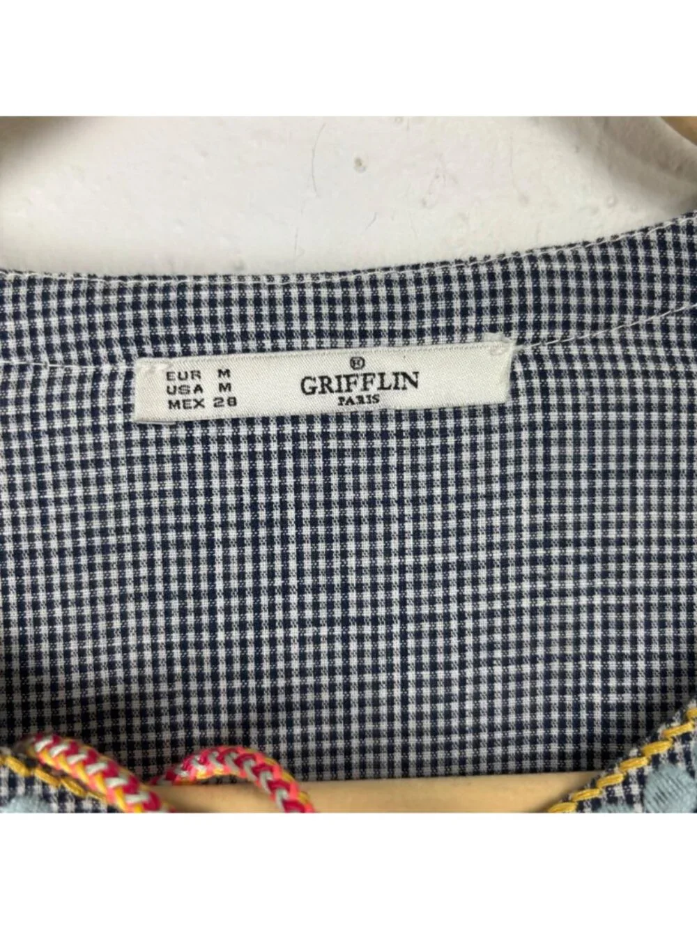 ✨3/$30 Grifflin Paris M Gingham Long Sleeve Embroidered Cotton Dress Cottagecore - Picture 3 of 5